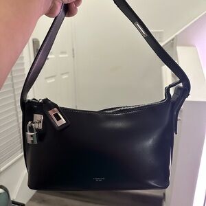 Verafied NY Black Leather Shoulder Bag w/Lock